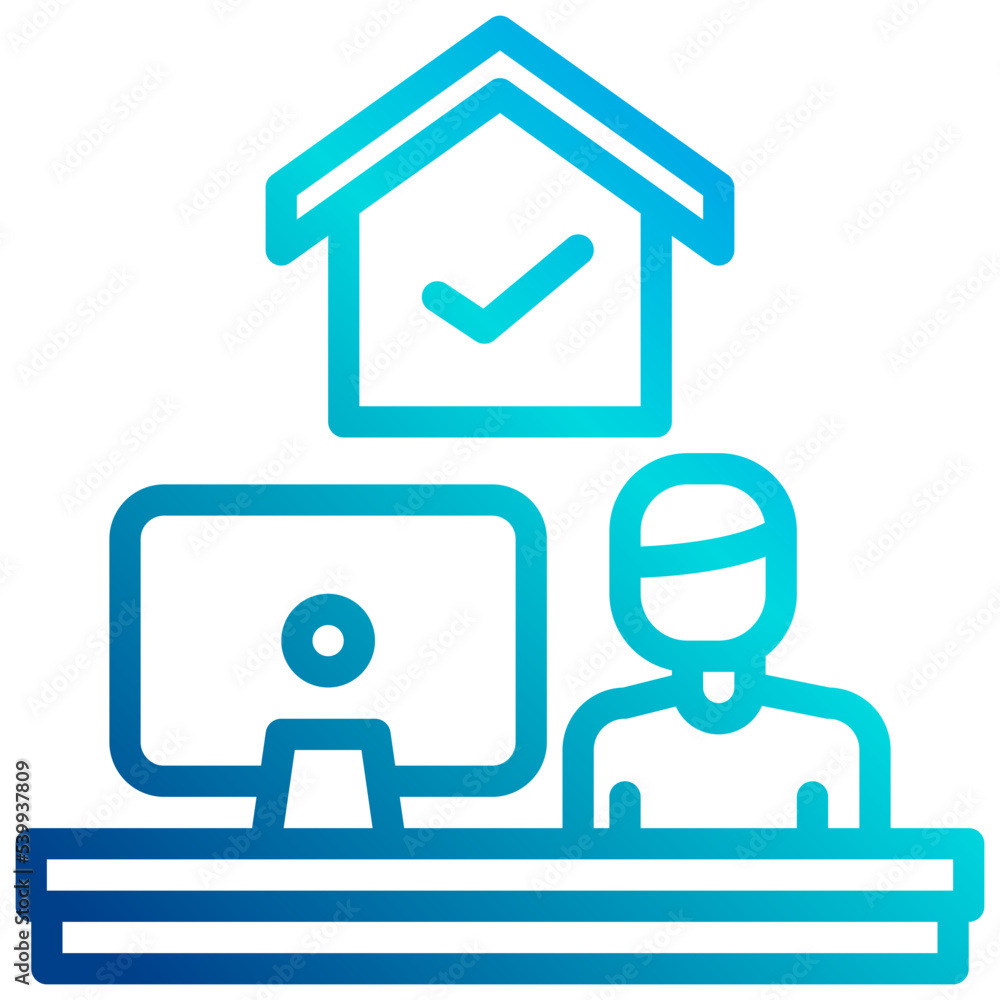 Working at home outline icon Working at home outline icon