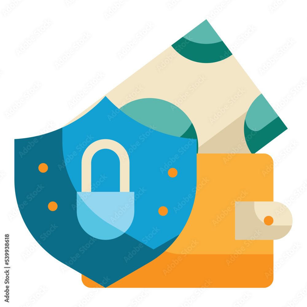 Fototapeta premium money wallet protection cyber security flat icon