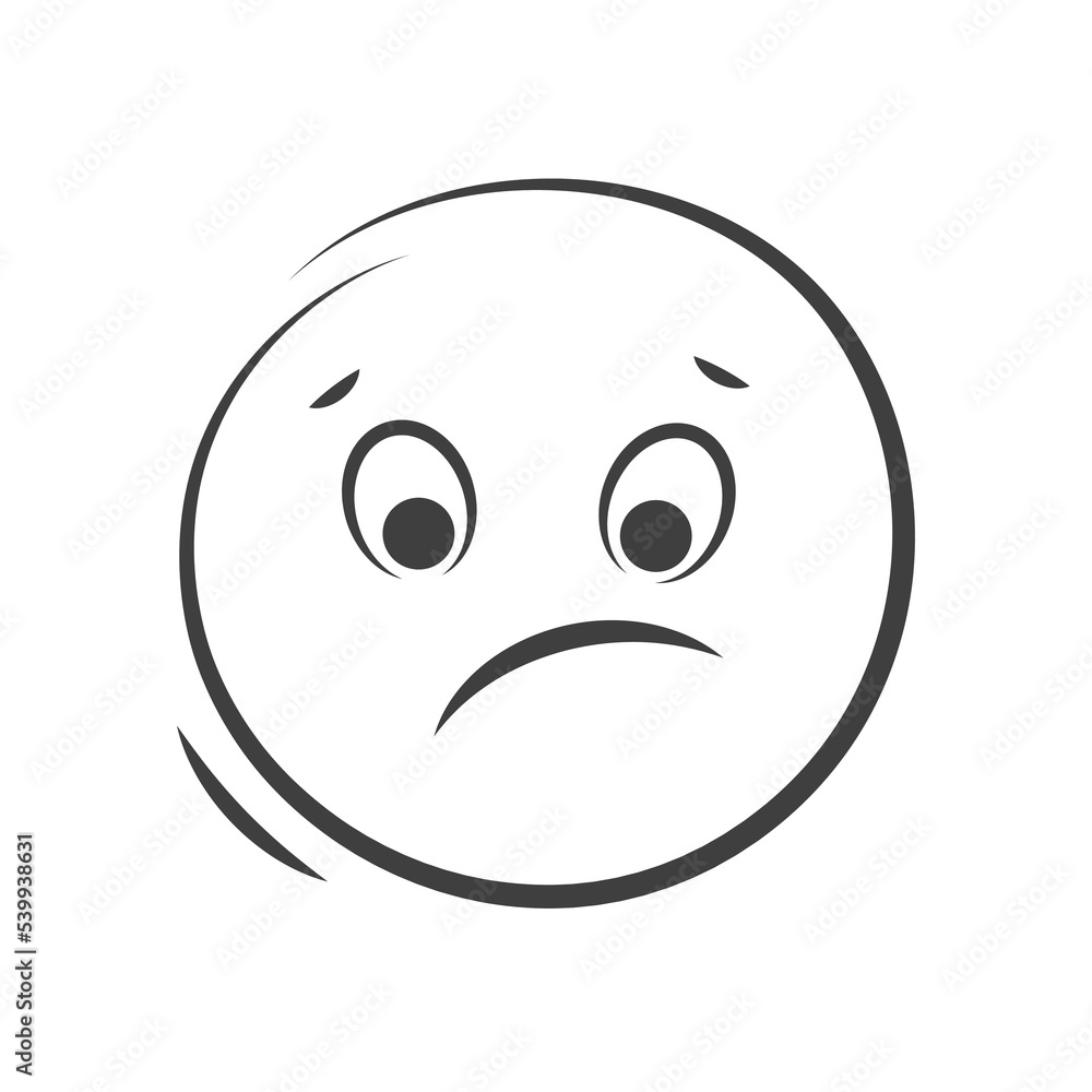 Sad emoticon icon isolated on white background. Vector illustration. Sad emoticon icon isolated on white background. Vector illustration.