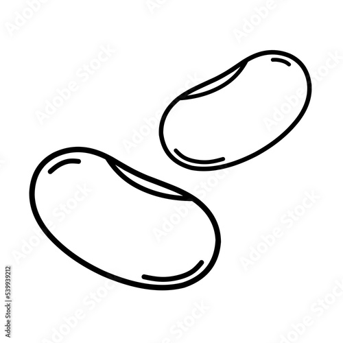 Red bean silhouette. Simple black line icon on a white background. Great for bean logos. Vector illustration