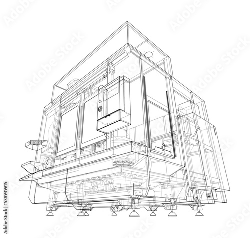 Metalworking CNC milling machine. Vector
