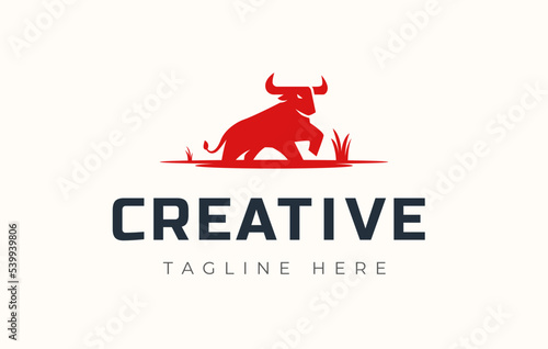 Matador Bull Logo Design Template. Rage Bull Icon Vector