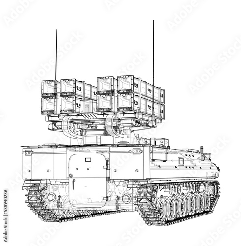 Military track missle system. Vector