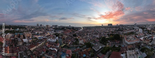 Malacca, Malaysia - October 16, 2022: Aerial View of the Malacca River Cruise photo