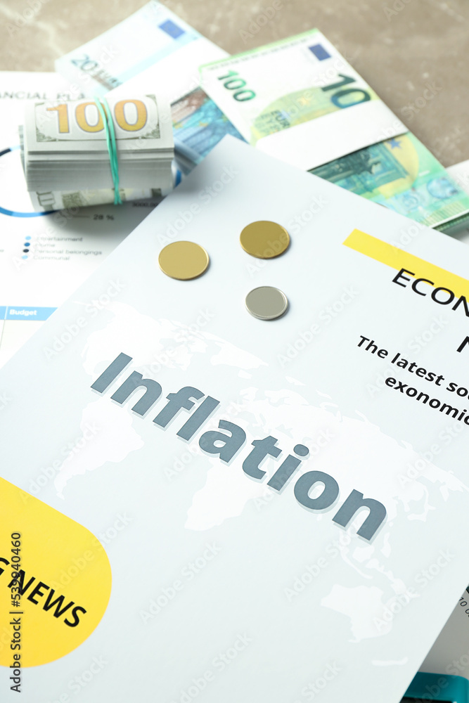 Naklejka premium Concept of financial, economic problems and inflation