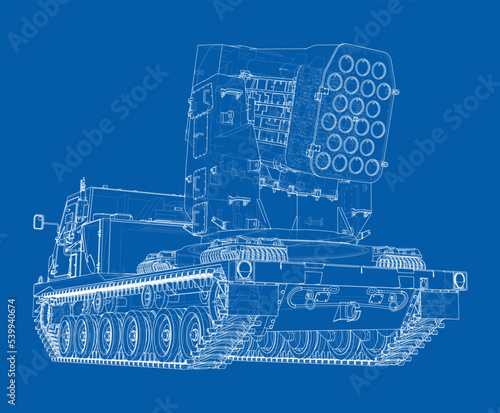 Military track missle system. Vector