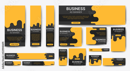 Business ad banners design web template set. Abstract banners layout. vector background for web ads, social media post, flyer, card.