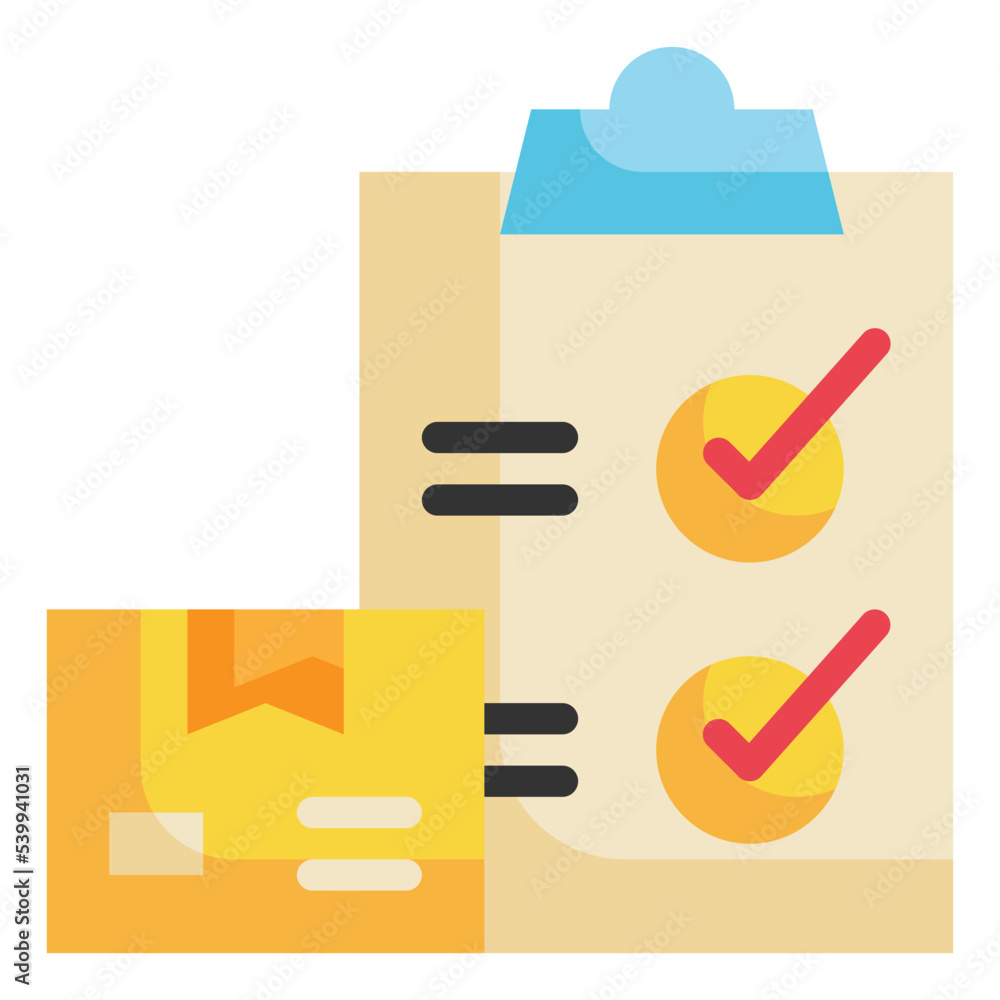 packaging goods box delivery check list flat icon packaging goods box delivery check list flat icon