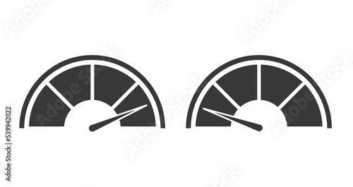 Gauge dashboard pictogram icon with bad low performance benchmark speed vector or quality speed meter ui element graphic with best good arrow indicator symbol image