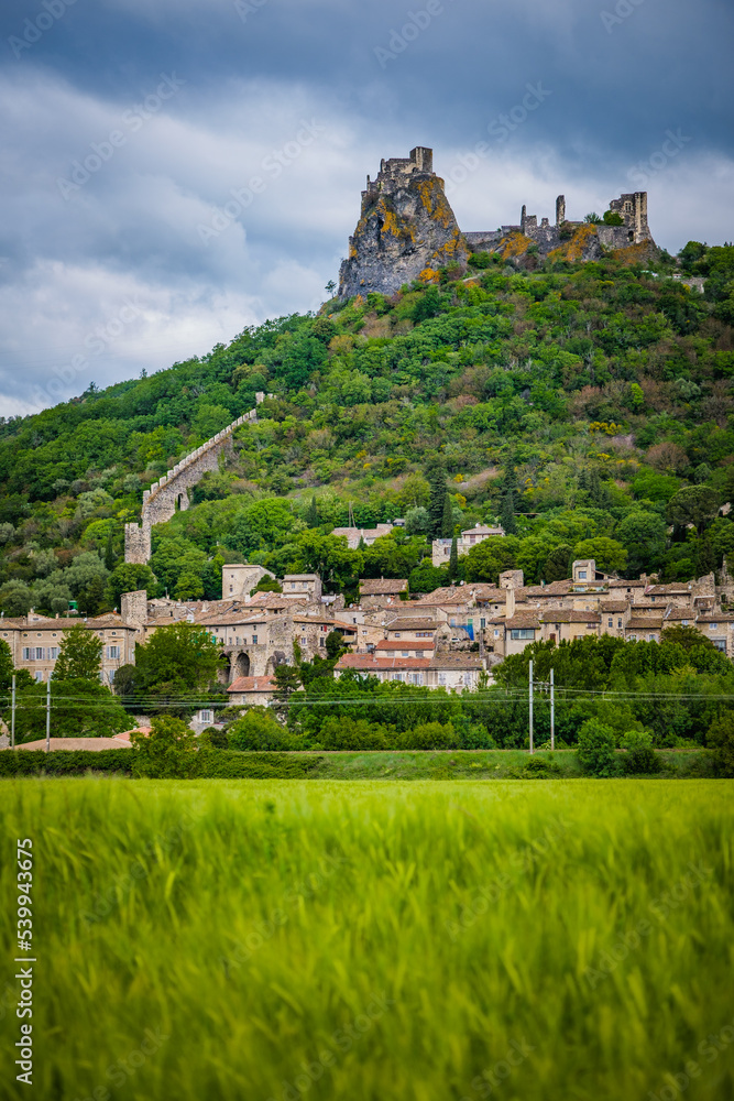 View on the medieval village of Rochemaure and its fortress in the South of France (Ardeche) View on the medieval village of Rochemaure and its fortress in the South of France (Ardeche)