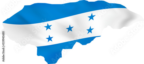 Honduras map with waving flag.