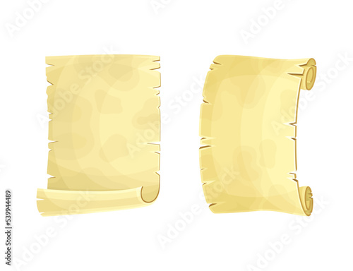 Old Scroll or Roll of Papyrus, Parchment or Paper Containing Writing Vector Set