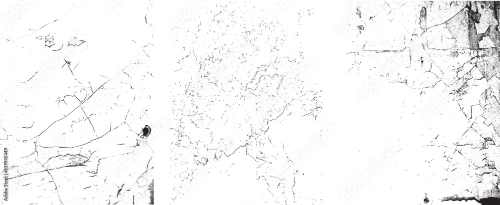 Fototapeta premium Grunge Urban textures set. Three vector textures.Dust Overlay Distress Grain ,Simply Place textures over any Object to Create grungy Effect .abstract,splattered , dirty, texture for your design. 