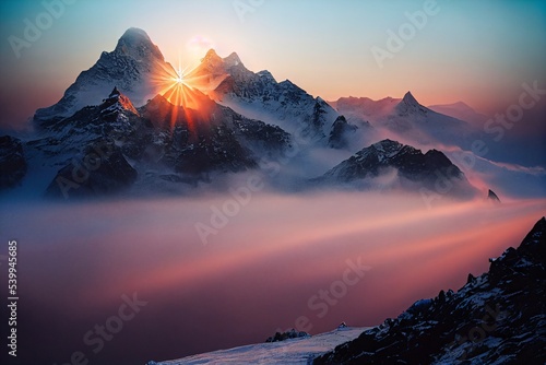 Canvas Print sunrise in the mountains