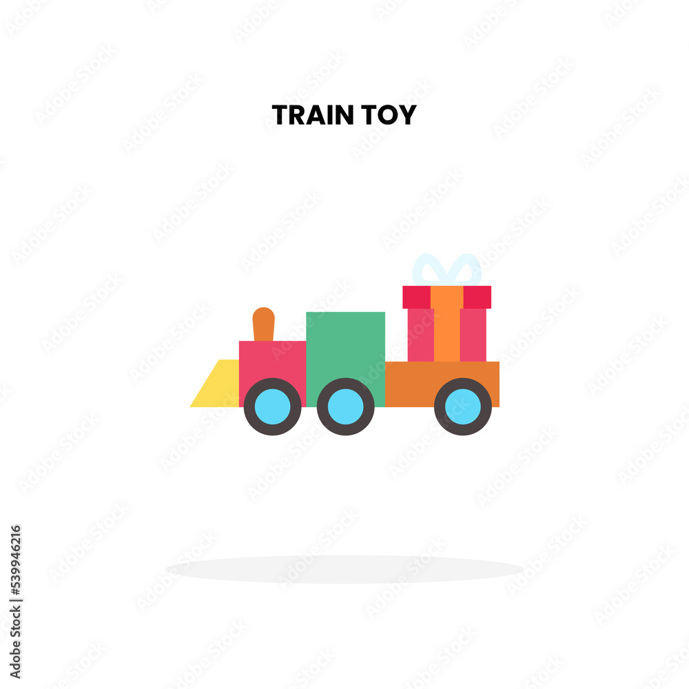 Train toy flat icon. Vector illustration on white background. Can used for digital product, presentation, UI and many more. Train toy flat icon. Vector illustration on white background. Can used for digital product, presentation, UI and many more.