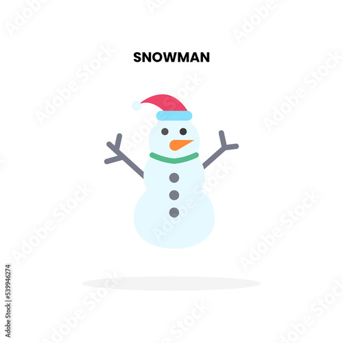 Snowman with santa hat flat icon. Vector illustration on white background. Can used for digital product, presentation, UI and many more.