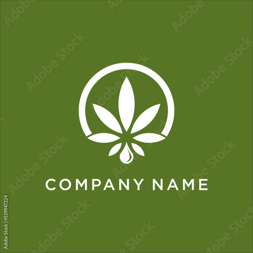 Cannabis essence oil drop logo design