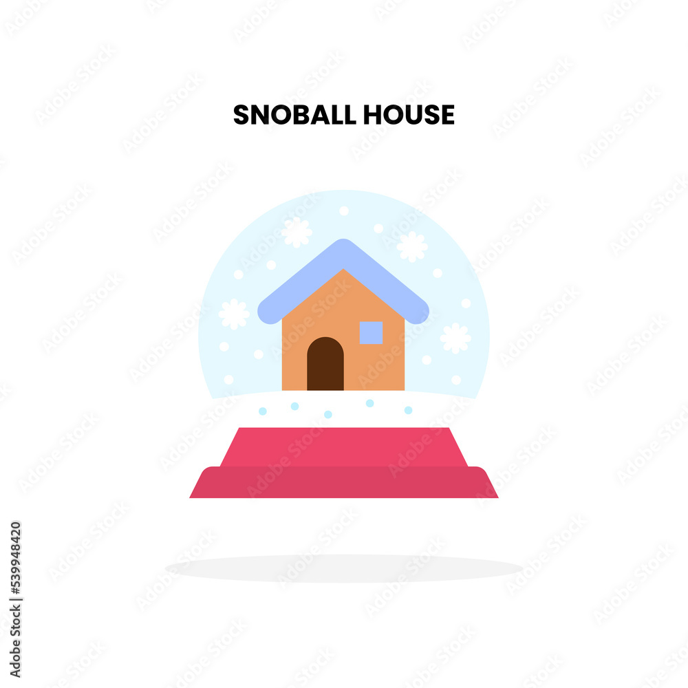 Snowball with house flat icon. Vector illustration on white background. Can used for digital product, presentation, UI and many more. Snowball with house flat icon. Vector illustration on white background. Can used for digital product, presentation, UI and many more.