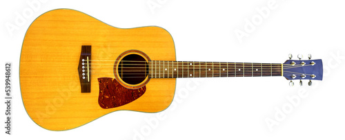 Print op canvas Acoustic guitar on transparent isolated background