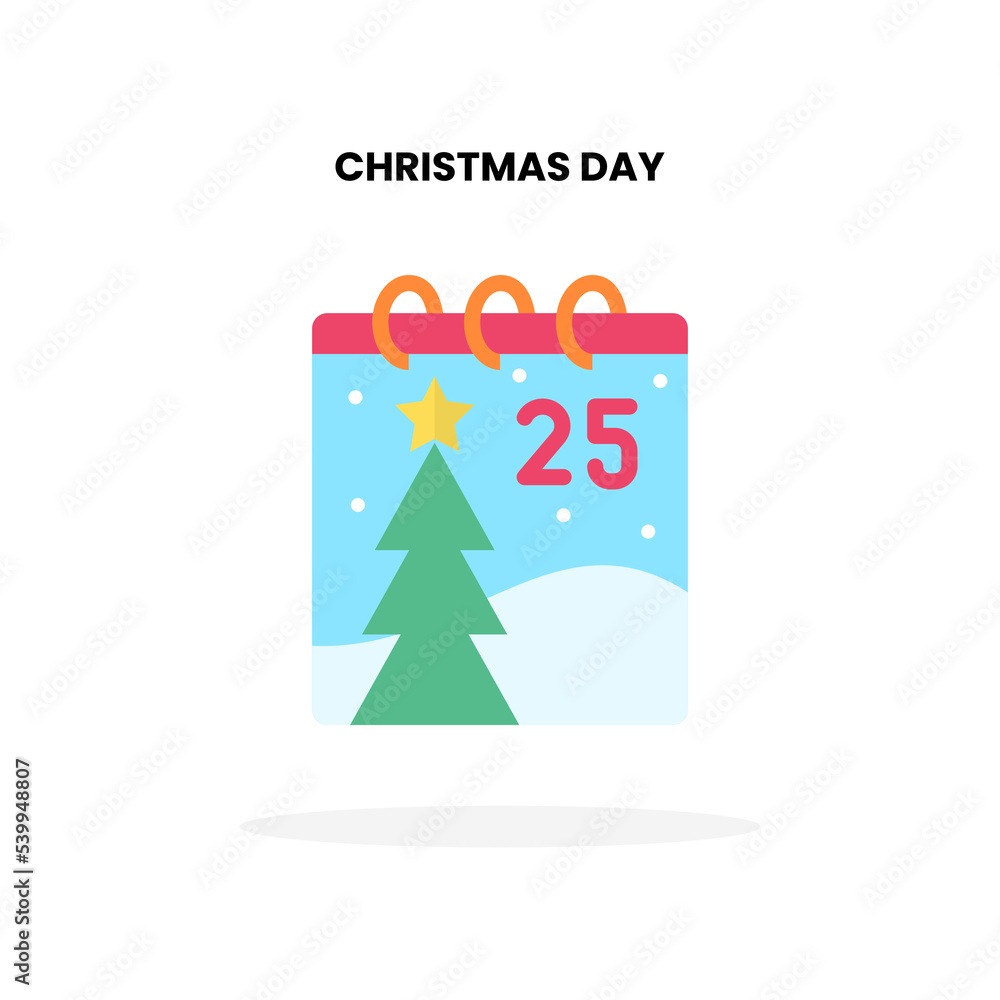 Christmas Day Calendar Flat Icon Vector Illustration On White