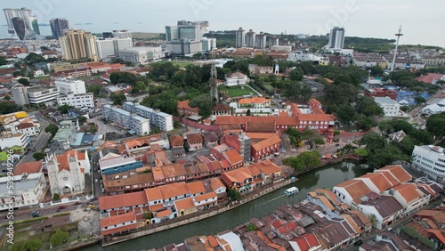 Malacca, Malaysia - October 16, 2022: The Historical Landmark Buildings and Tourist Attractions of Malacca