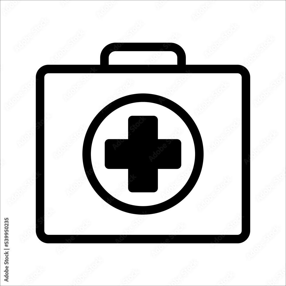 First aid box icon vector, on white background. First aid box icon vector, on white background.