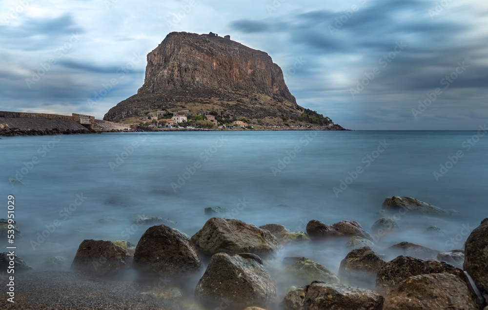 Monemvasia, a fascinating medieval fortified village on a small island of the southern coast of the Peloponnese , Greece.