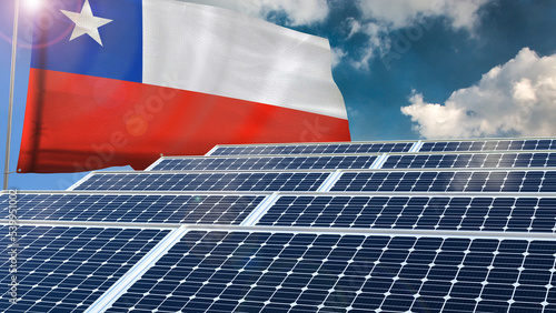 Solar panel, photovoltaic, alternative electricity source - concept of sustainable resources renewable energy Green energy sustainability power flag wave sunset