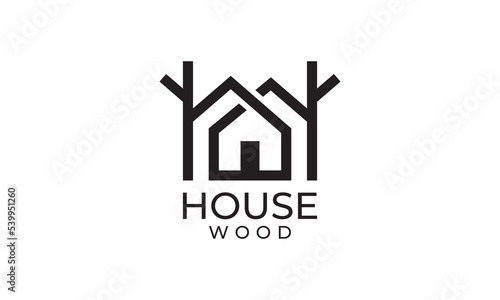tree home logos. nature house simple modern creative logo illustration design. creative real estate logo concept.