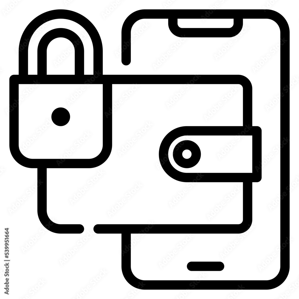 money online wallet locked protect simple line icon money online wallet locked protect simple line icon