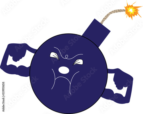 round bomb shaped caricature or cartoon vector