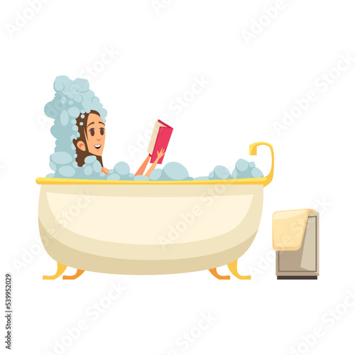 Reading In Bath Illustration
