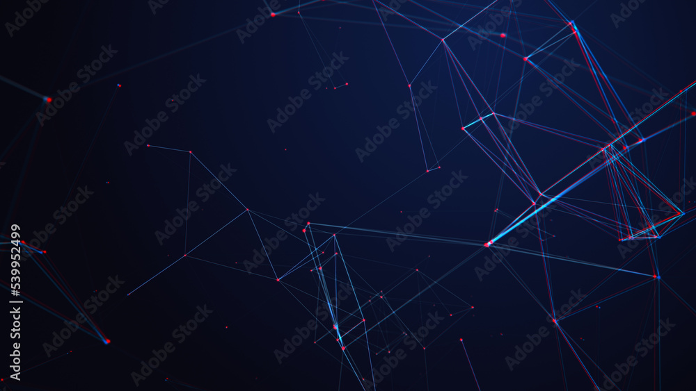 The concept of a network connection with a glitch effect. Technological blue background with lines and dots. Big data. 3d rendering The concept of a network connection with a glitch effect. Technological blue background with lines and dots. Big data. 3d rendering