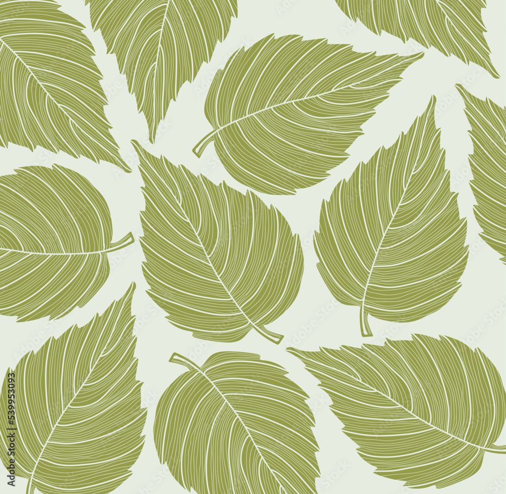 Seamless stylized green leaf pattern. Vector illustration Seamless stylized green leaf pattern. Vector illustration
