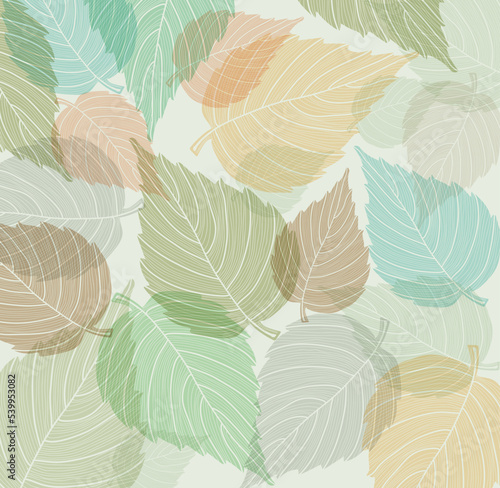 Seamless stylized green leaf pattern. Vector illustration