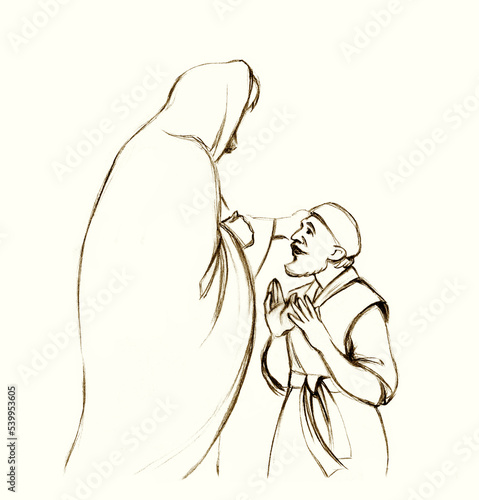 Obraz na płótnie Jesus heals the sick. Pencil drawing
