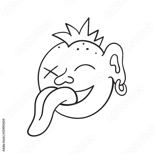 Isolated vector illustration of crazy punk. Cute thin line icon for design, cover etc.