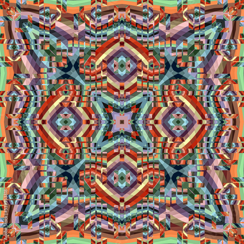 3d effect - abstract colorful kaleidoscopic geometric pattern