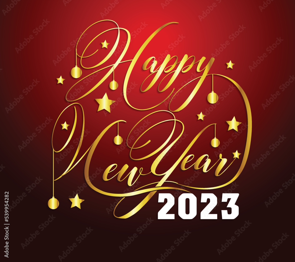 Happy New Year 2023 Greeting Card Holiday Vector Illustration.