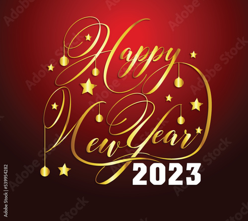 Happy New Year 2023 Greeting Card Holiday Vector Illustration.