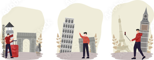 Travel Destination Flat Bundle Design Illustration