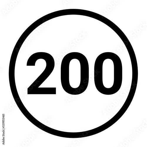 Speed limit 200 sign icon , number 200 rounded with circle 