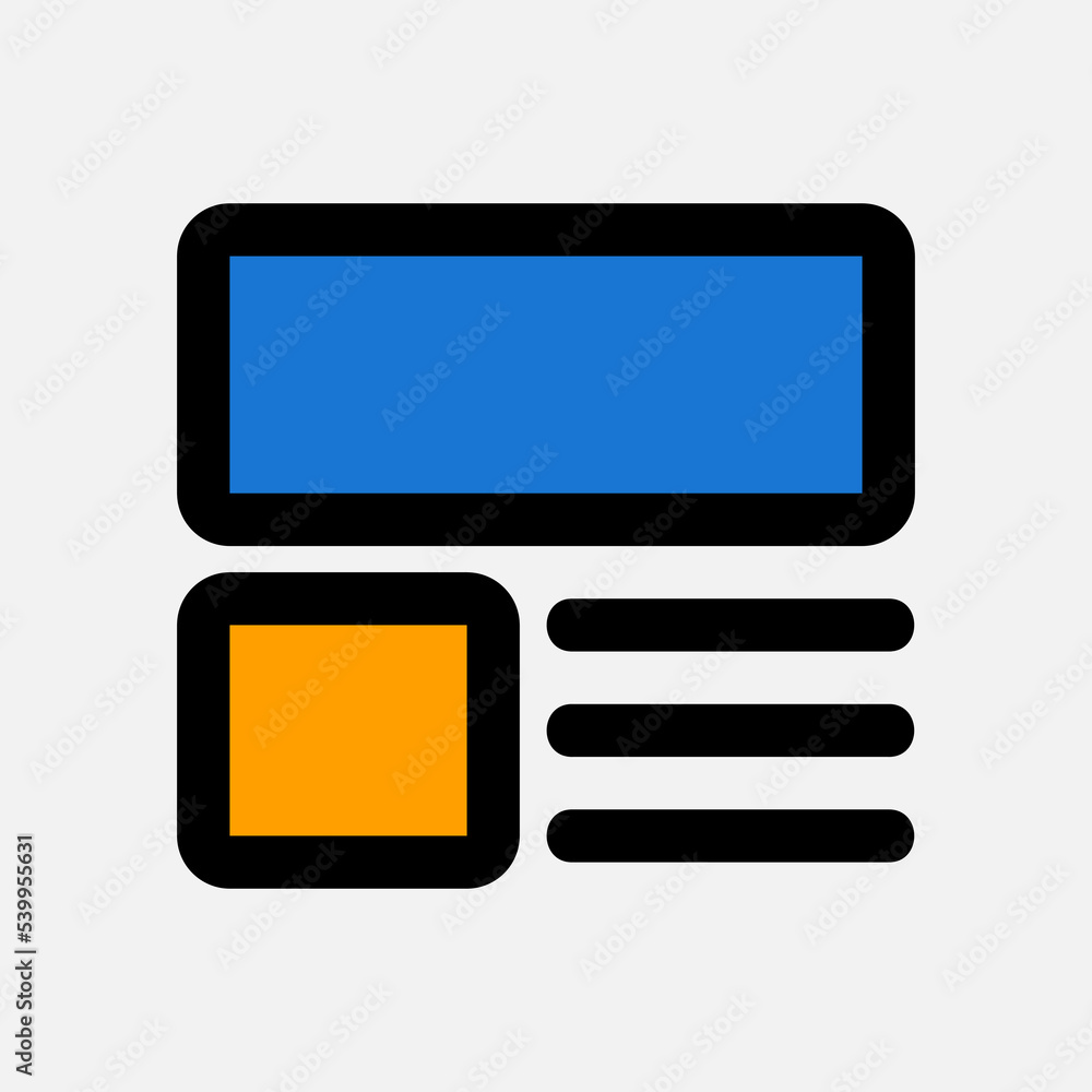 Layout icon in filled line style, use for website mobile app presentation Layout icon in filled line style, use for website mobile app presentation