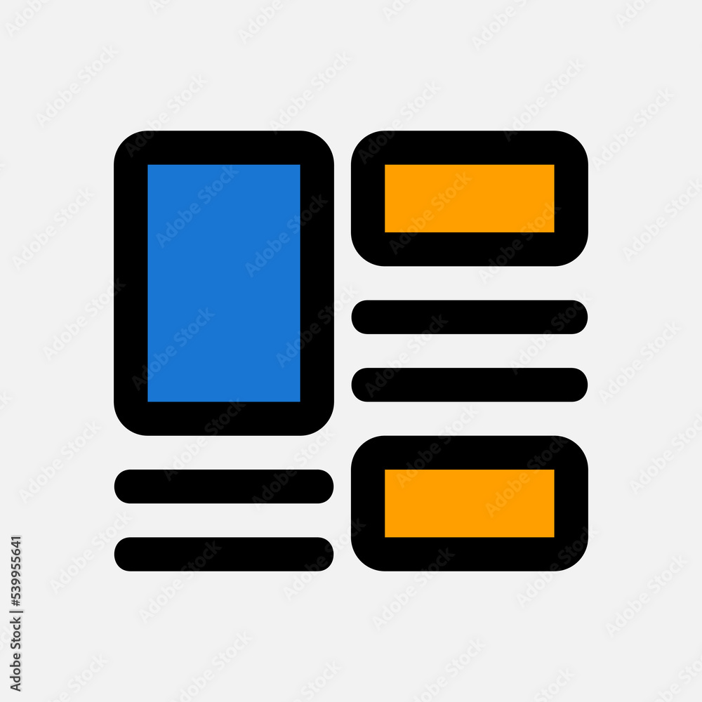 Layout icon in filled line style, use for website mobile app presentation Layout icon in filled line style, use for website mobile app presentation