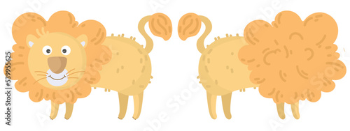 Vector cartoon Lion. African animal. funny kind lion. Funny cute charater. Adorable little african animal for fashion print, kids wear, nursery, poster, invitation front and back