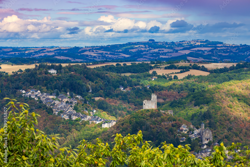Fototapeta premium Castle and village in Najac, Aveyron, Southern France