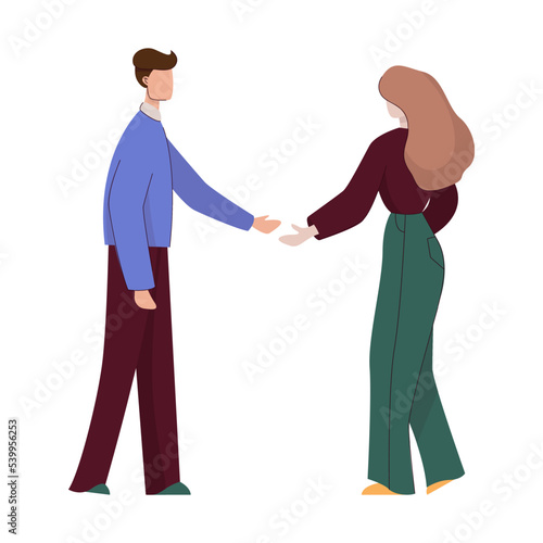 Vector illustration, flat style, businessmen discuss social network, news, social networks, chats. People talk. Women and men. Conversation concept