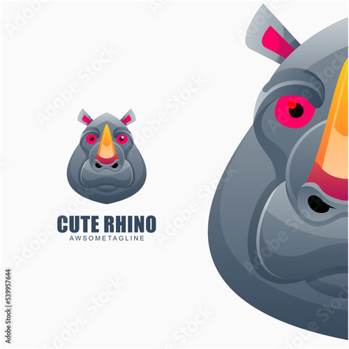 cute hippo colorful logo design