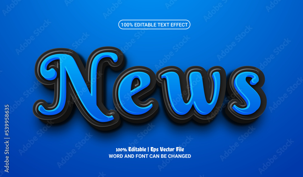 News 3d editable premium vector text effect