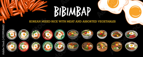 Bibimbap vector set collection graphic design